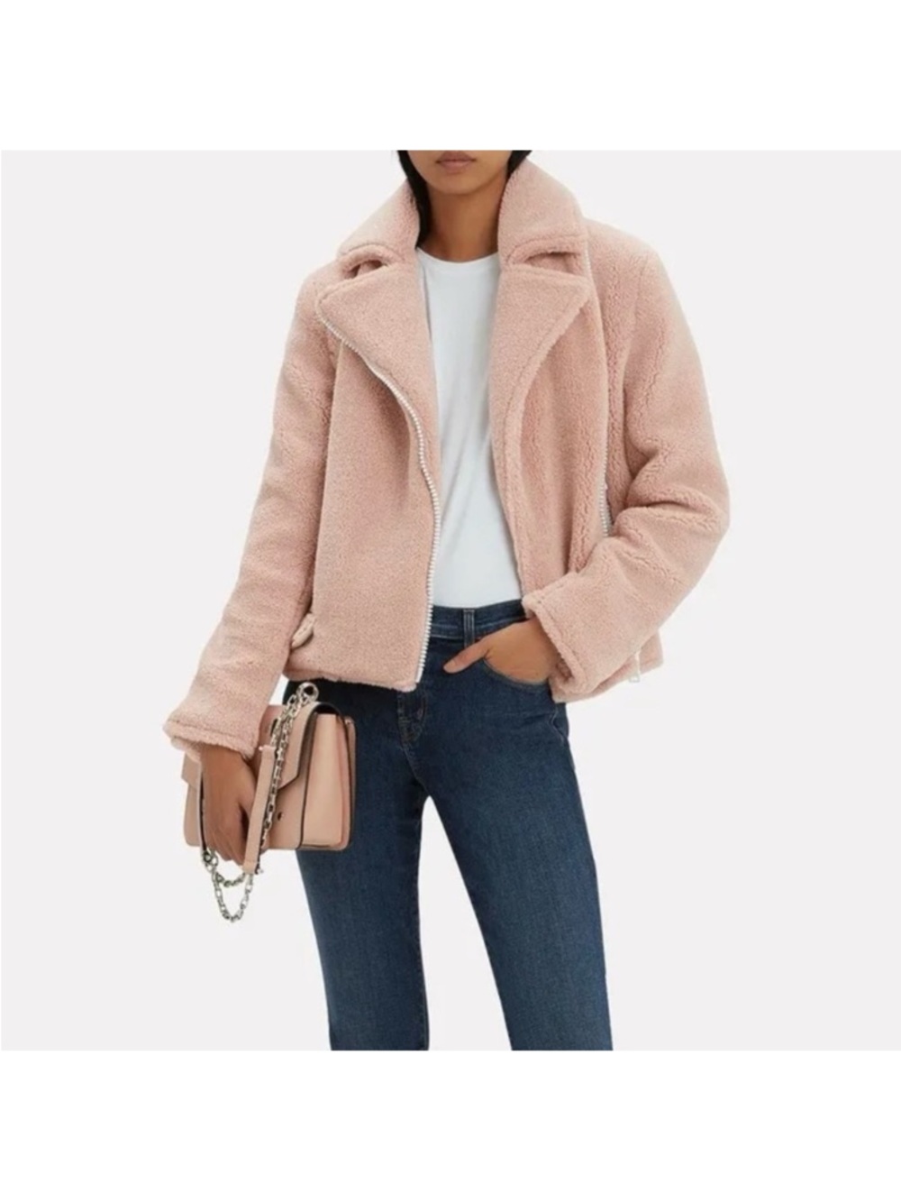 Mother Pink Sherpa Mini Pocket Rider Jacket Size Small